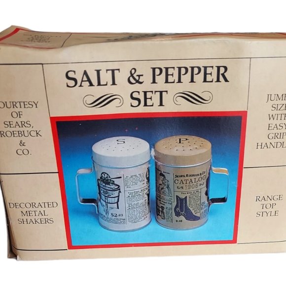 1970s Sears Vintage Catalog Range-Top Style Metal Salt & Pepper Shakers NIB - Picture 4 of 10